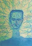Neurogenetic self-portrait, 1997, Olio su tela cartonata