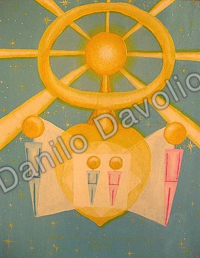 Love that moves the sun and the stars I, 2009, Olio, polvere terrestre, atmosferica e celeste su cartone telato