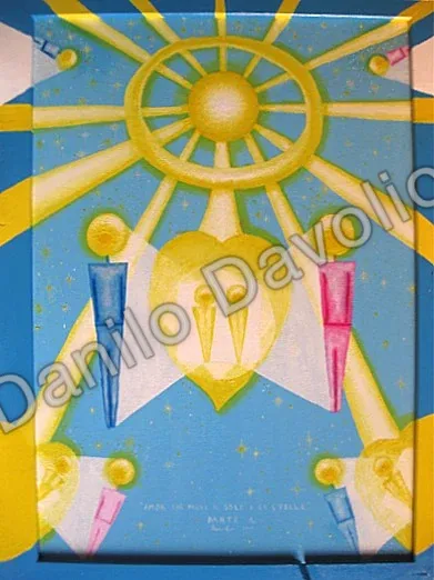 Love that moves the sun and the stars IV, 2009, Olio, polvere terrestre, atmosferica e celeste su cartone telato
