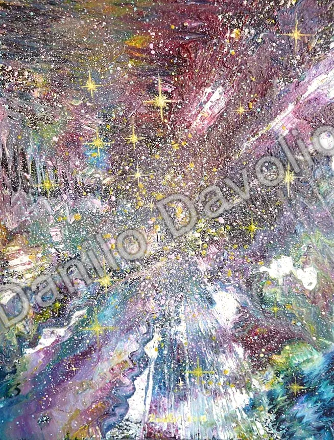Across space and time, 2011, Olio su cartone