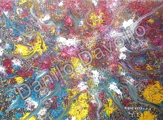 Astral flower II, 1998, Olio su cartone