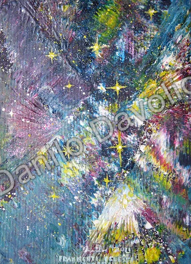 Celestial fragments, 2011, Olio su cartone
