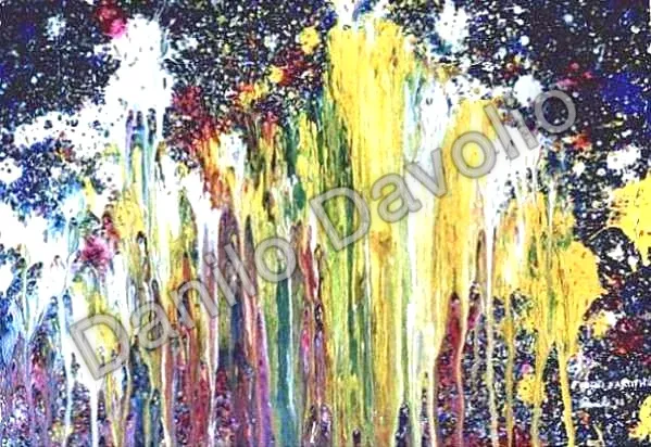 Fireworks II, 1998, Olio su cartone telato