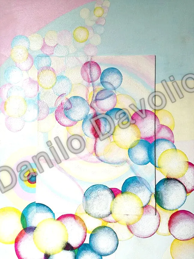 Kiss with balls, 2017, Olio su cartone telato