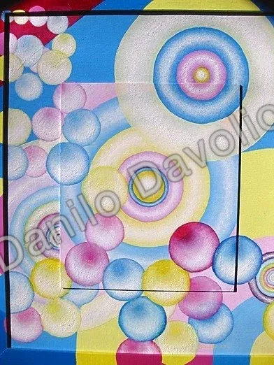 Balls I, 2009, Olio, polvere celeste ed atmosferica su cartone telato