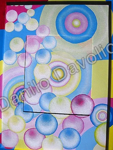 Balls II, 2009, Olio, polvere celeste ed atmosferica su cartone telato