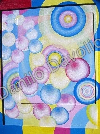 Balls III, 2009, Olio, polvere celeste ed atmosferica su cartone telato