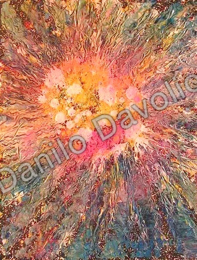 Pollock in the space, 2008, Olio su cartone