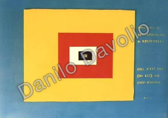 Principle of indetermination, 1997, Tempera su tela e cartone con nastro