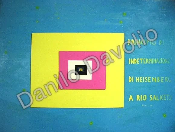 Principle of indetermination in Rio Saliceto, 2000, Tempera su compensato