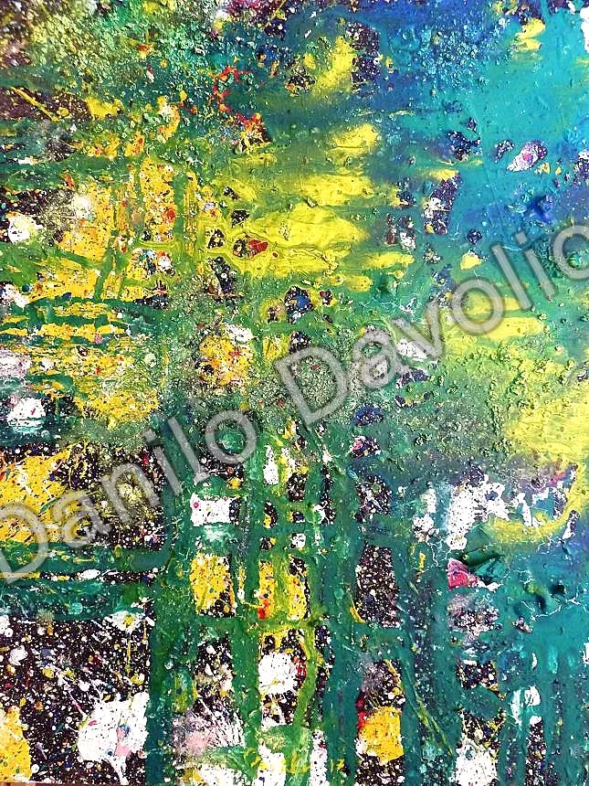 Green stairs to the sky II, 2017, Olio, tempera su cartone