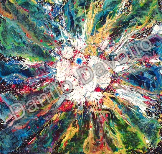 Sunflower in the space I, 2007, Olio su cartone