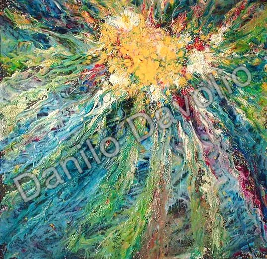 Sunflower in the space II, 2007, Olio su cartone