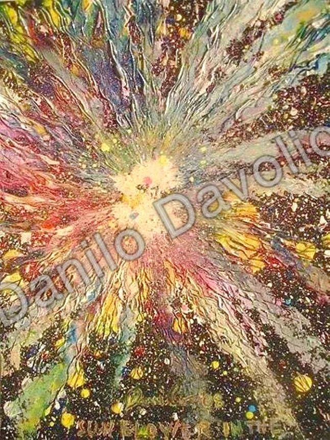 Sunflower in the space III, 2008, Olio su cartone