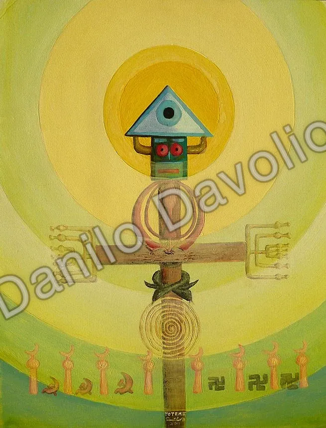 Totem 2 + a, 2011, Olio su cartone telato