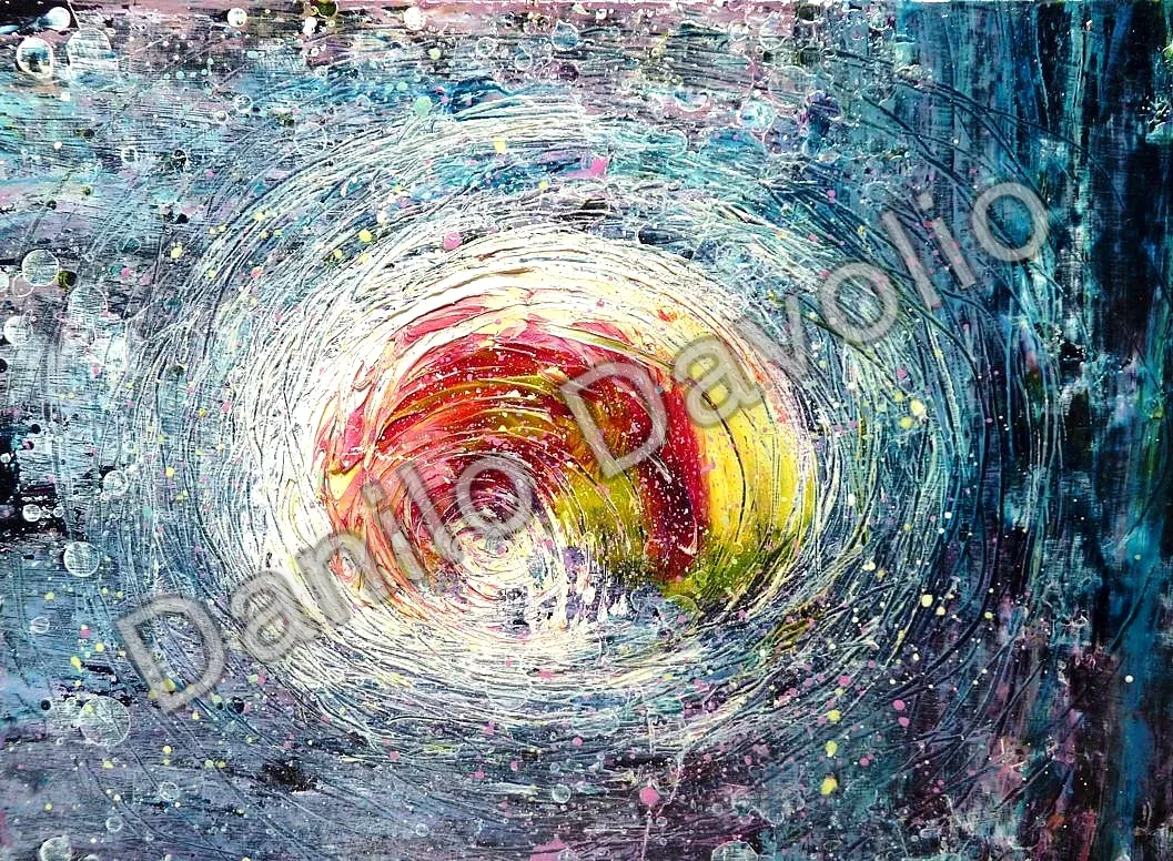 Cosmic tunnel, 2012, Olio su cartone